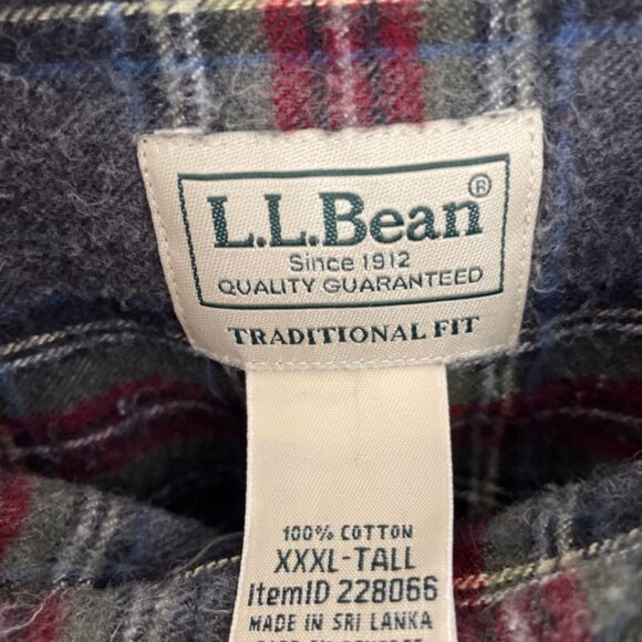LL Bean Plaid Flannel Shirt Men's XXXL Traditional Fit Button Up Gray Red - Picture 3 of 4